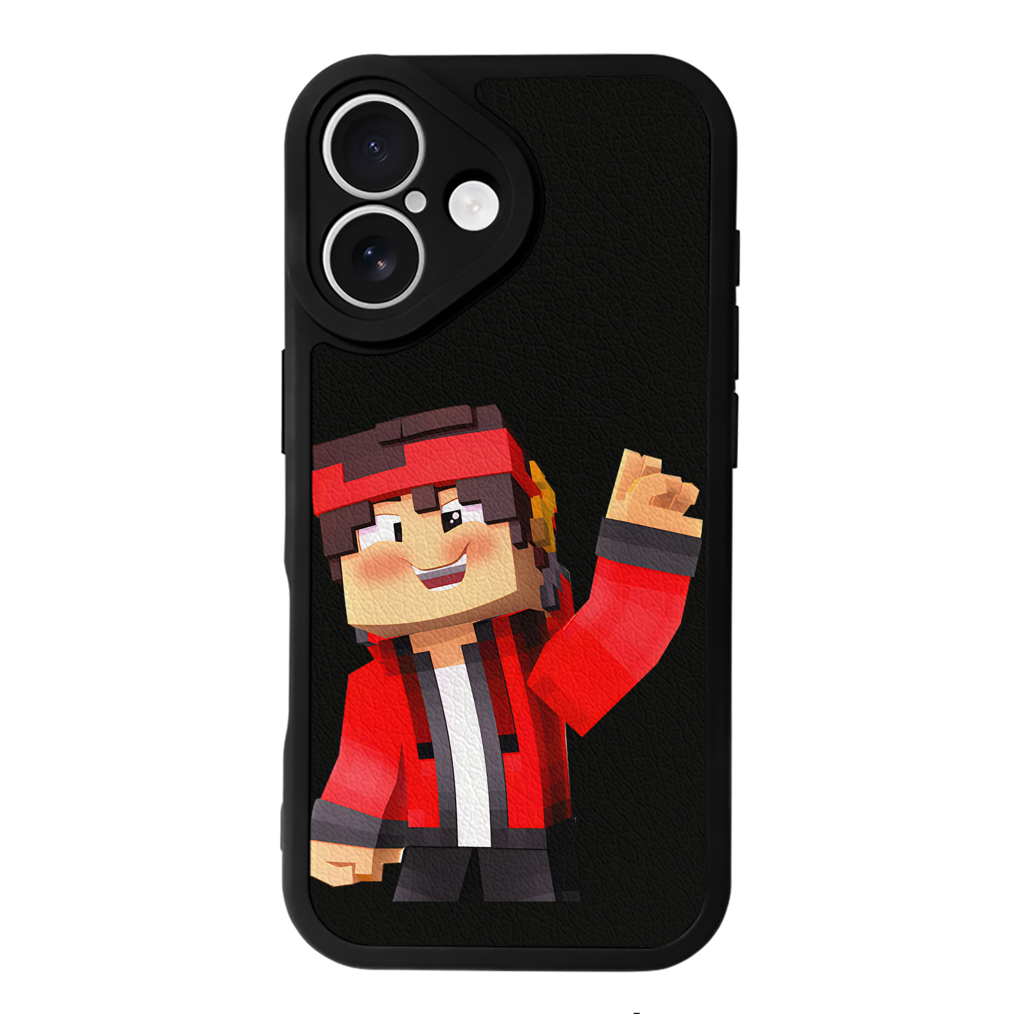 （画像用） マインクラフト ブロックの世界 Minecraft MC Block world 【iPhone 16シリーズ対応】シリコンスマホケース（レザー調） 材質：シリコン
